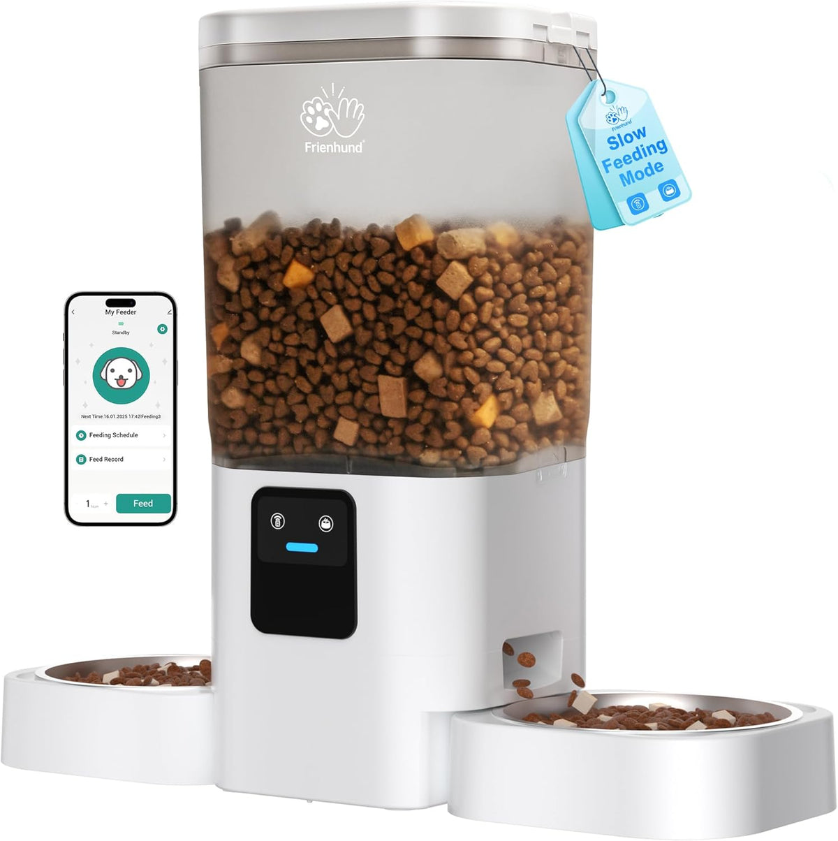 Automatic Cat Feeders 2 Cat with Slow Feed: Dual Automatic Dog Feeder with 5G WiFi, cat Food