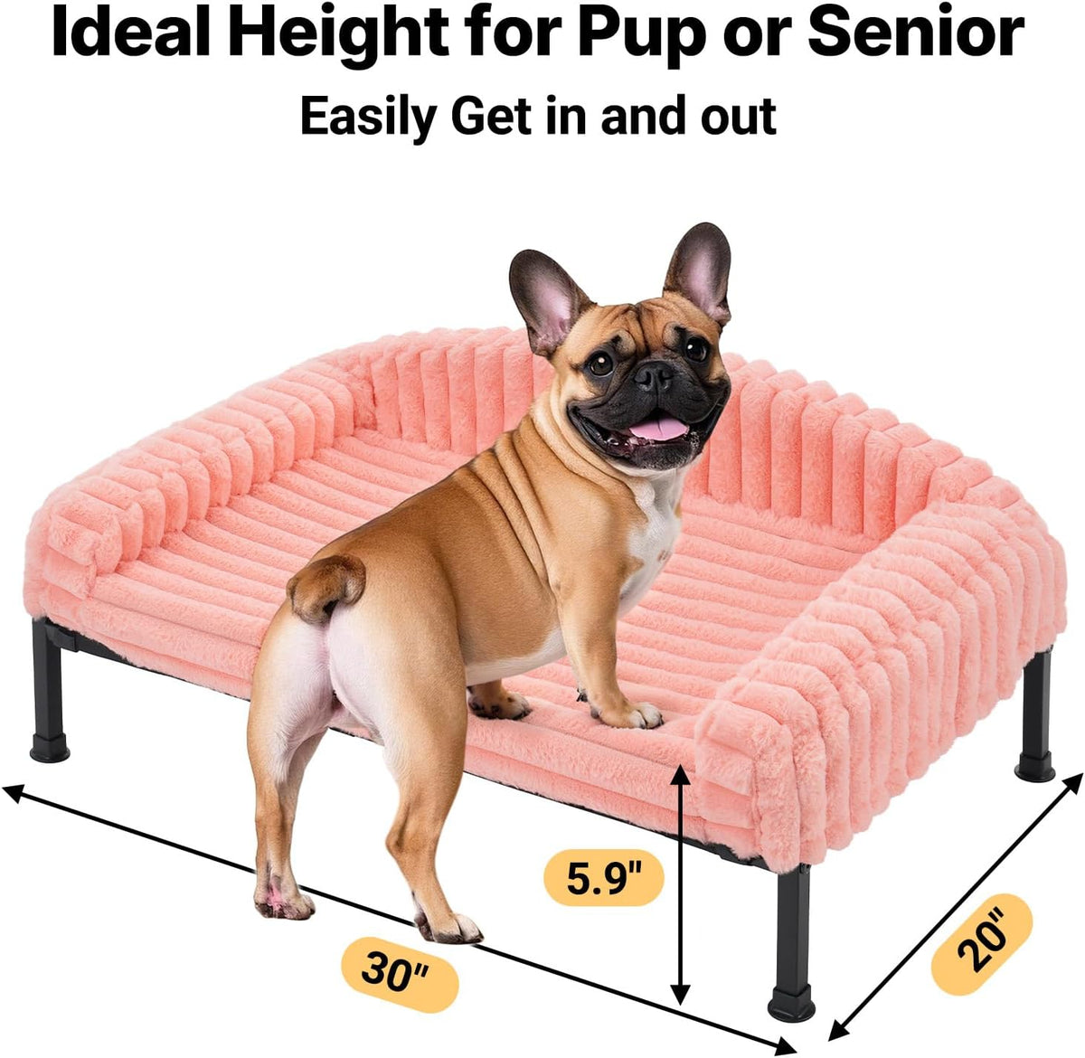 Veehoo Elevated Dog Bed with Bolster Cushion, Fluffy Plush Dog Couch Beds for Small Dogs, Cats
