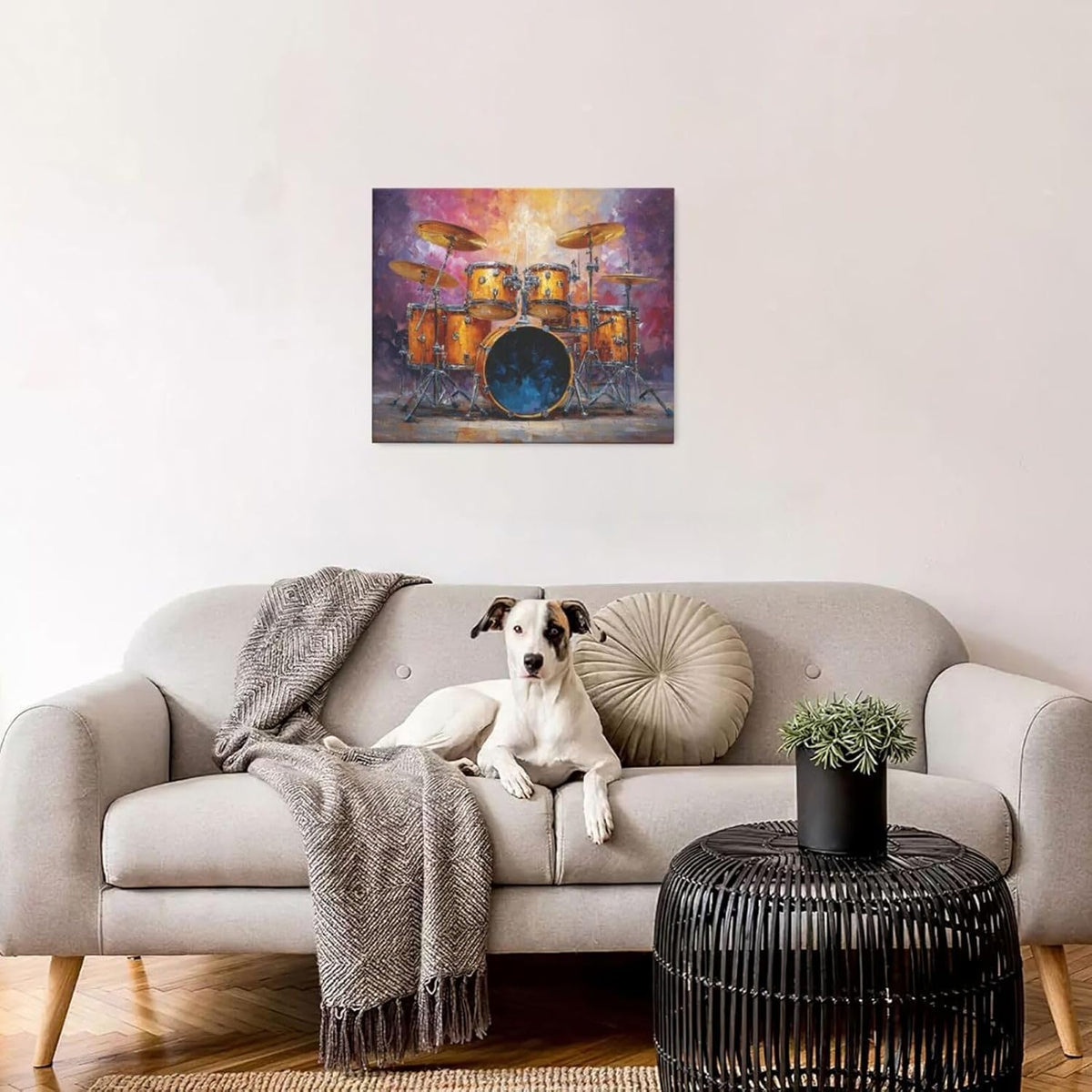 Music Wall Art Graffiti Musical Instruments Canvas Wall Decor Drum Pictures Painting Print Artwork