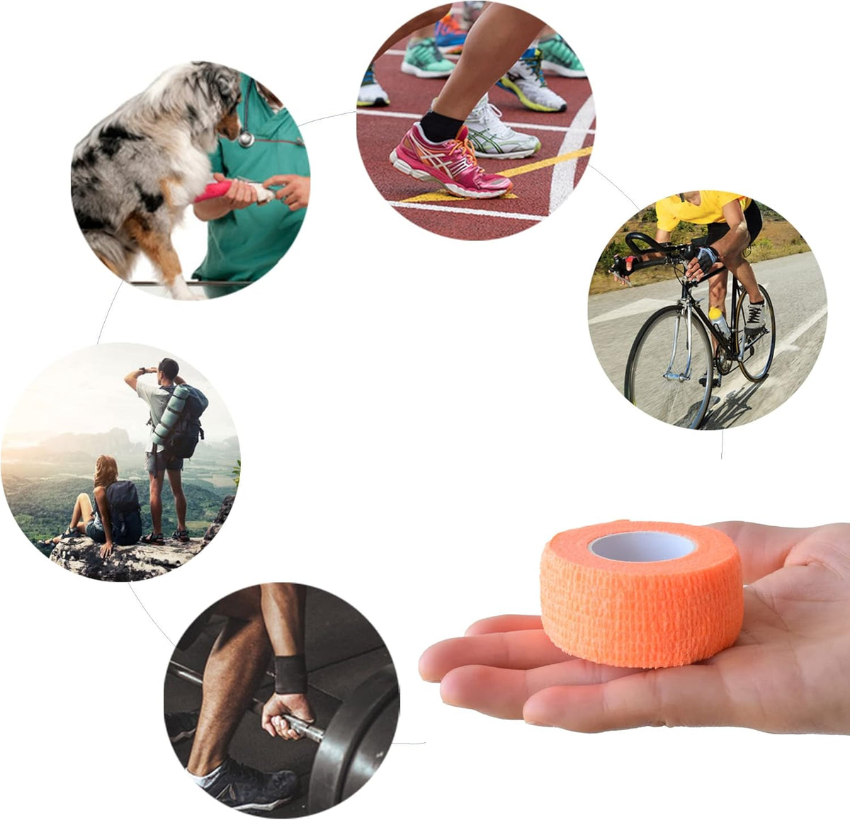 9 Pack 1" x 5 Yards Self Adhesive Bandage Wrap Self Stick Wrap for Ankle, Wrist, Finger, Sports