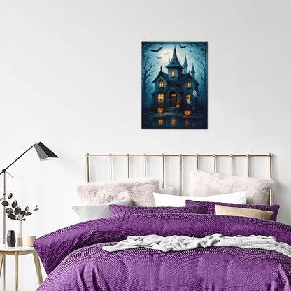 Halloween Gothic Wall Art Castle Pumpkin Ghost Bat Canvas Wall Decor Dark Academia Pictures
