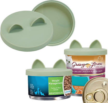 OHMO 2 Pack Cat Food Can Lids, Small Size (3 oz) Silicone Pet Food Can Lids Covers for 3 oz Cat