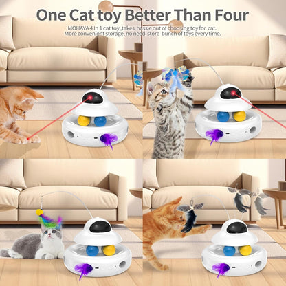 Interactive Cat Toys for Indoor Cats,4-in-1 Automatic Kitten Toy,Motion Activated Electronic