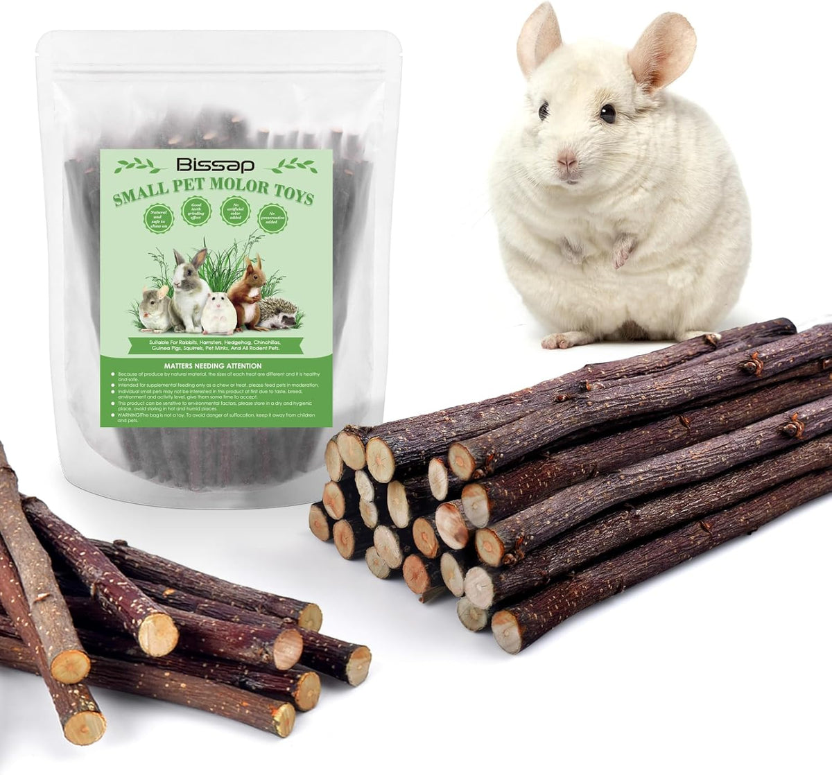 Bissap 120g/4.2oz Apple Sticks for Rabbits, Natural Bunny Chew Toys and Treats for Chinchilla