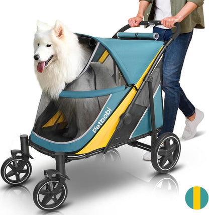 Petbobi Dog Stroller for Medium Dogs - Easy Fold Dual Entry Pet Stroller with One-Foot Brake, All