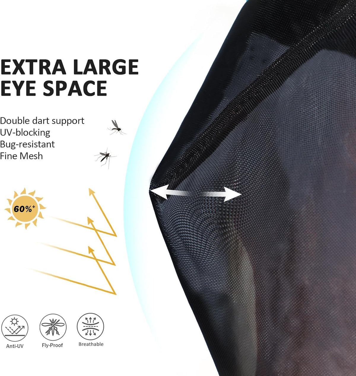 Harrison Howard Pro Luminous Horse Half Face Fly Mask Large Eye Space with Ears UV Protection for