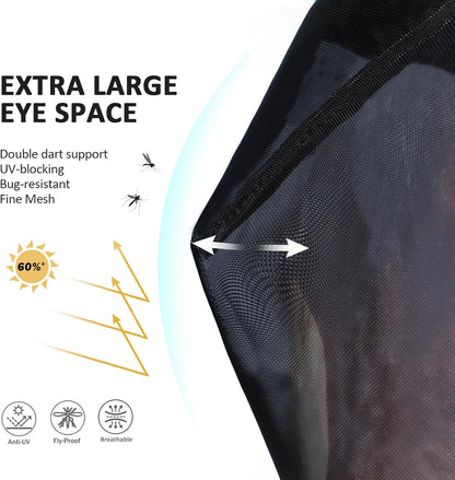 Harrison Howard Pro Luminous Horse Half Face Fly Mask Large Eye Space with Ears UV Protection for