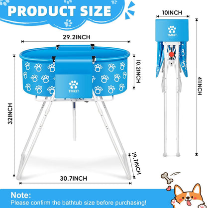 Dog Bathtub, Elevated Dog Bath Tub for Pet Bathing Shower and Grooming. Portable, Foldable with