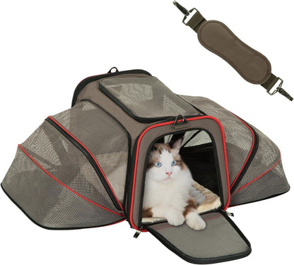 Petsfit Expandable Cat Dog Carrier for 2 Cats, 19" Lx 12" Wx 12" H Soft-Sided Portable Pet Carrier