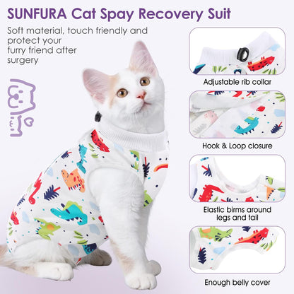 SUNFURA Cat Recovery Suit, Kitten Surgical Full Bodysuit for Abdominal Wound Protector Anti Licking