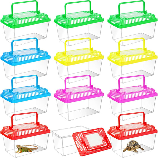 12Pcs Plastic Reptile Terrariums Carrier Cage Tarantula Enclosure Snake Breeding Box Hatching