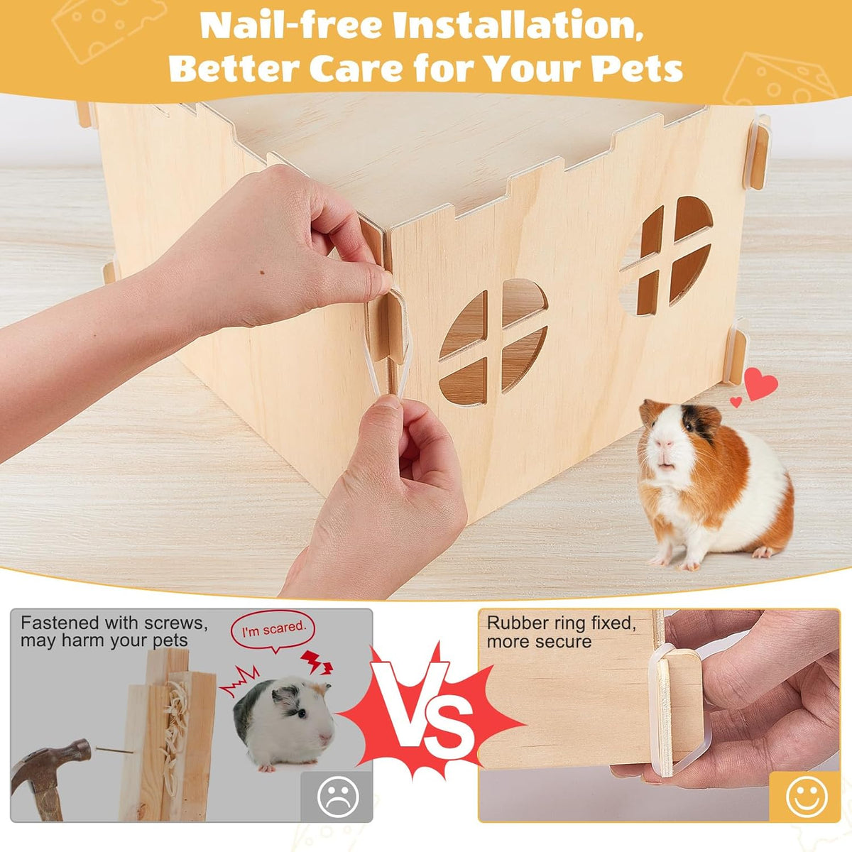 Guinea Pig Hideout, Guinea Pigs House with Stairs and Mats Extra Large Guinea Piggy Castle