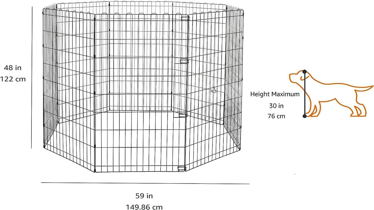 Amazon Basics Foldable Octagonal Metal Exercise Dog Playpen - Indoor/Outdoor, No Door, Extra Large