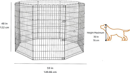 Amazon Basics Foldable Octagonal Metal Exercise Dog Playpen - Indoor/Outdoor, No Door, Extra Large
