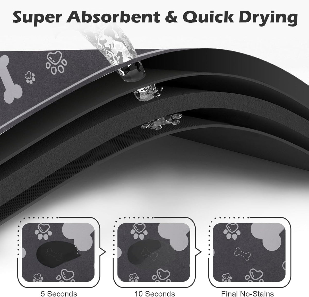 Pet Feeding Mat,Rapid Absorbent Mats for Dog Cat Food, Dog Placemat Water Bowl Mat with Rubber