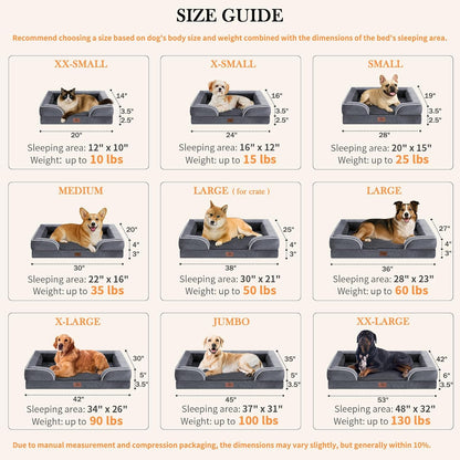Comfort Expression Dog Beds for Extra Large Dogs, Waterproof Orthopedic Dog Bed Jumbo Breed, PV