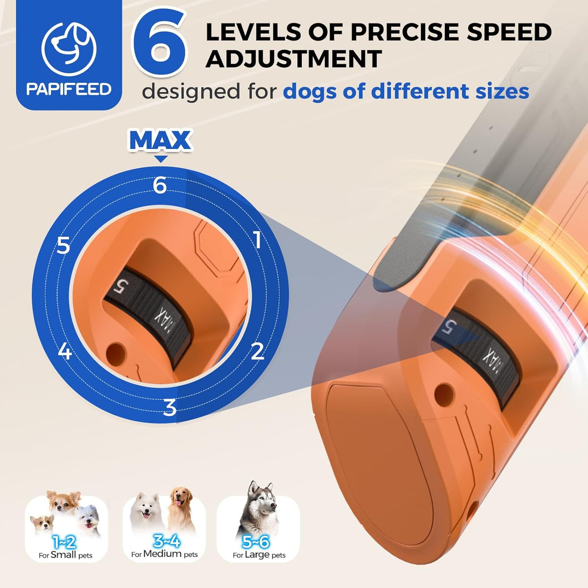 PAPIFEED High Torque Dog Nail Grinder Quiet - 6-Speed Adjustable Pet Nail Trimmer with 2 LED Lights