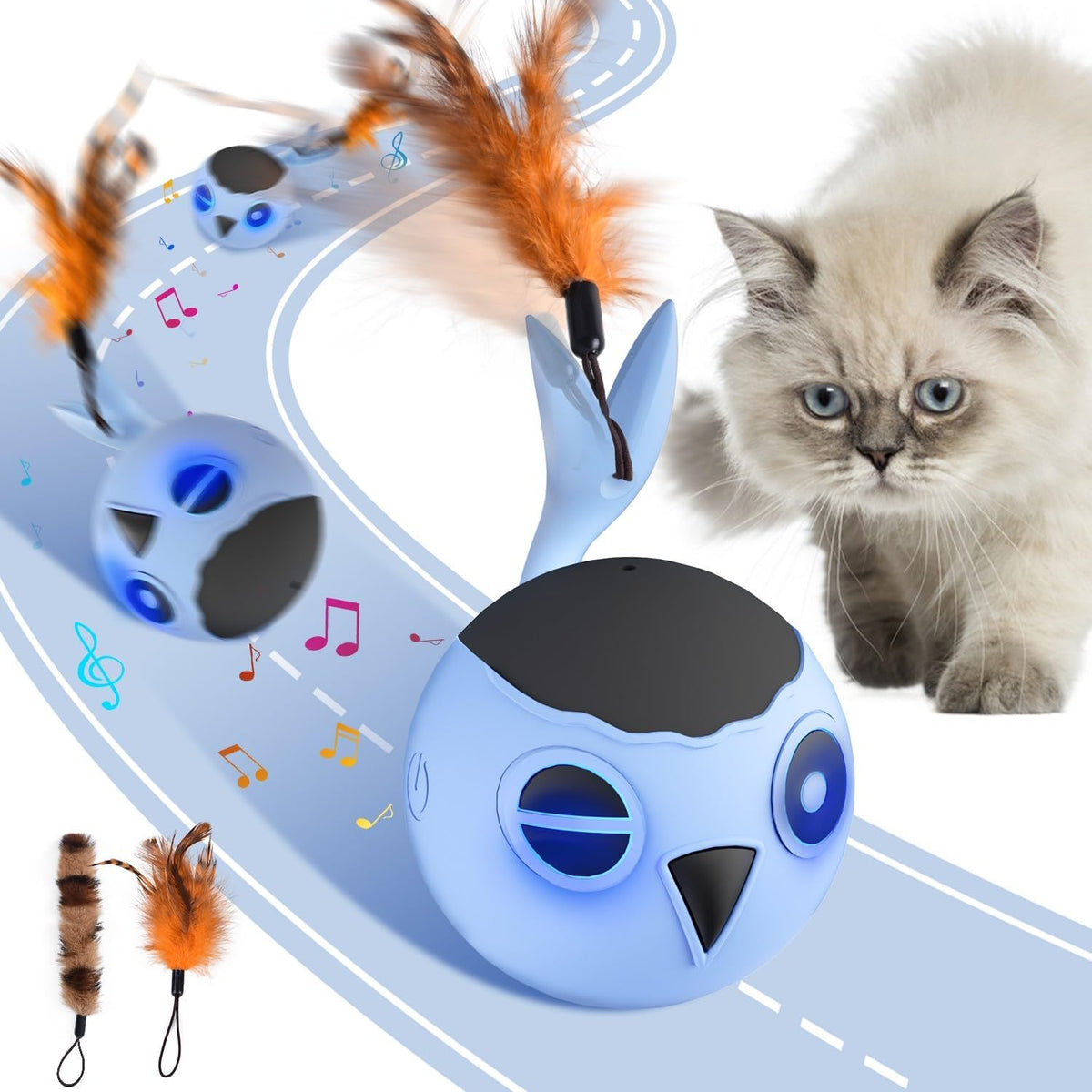 ORSDA Cat Toys, Interactive Cat Toy for Indoor Cats, Automatic Moving Ball Bird for Indoor Adult