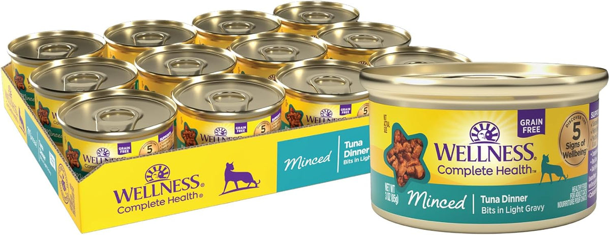 Wellness Complete Health Minced Adult Wet Cat Food, Natural, Protein-Rich, Grain Free, 3 Ounce, 24