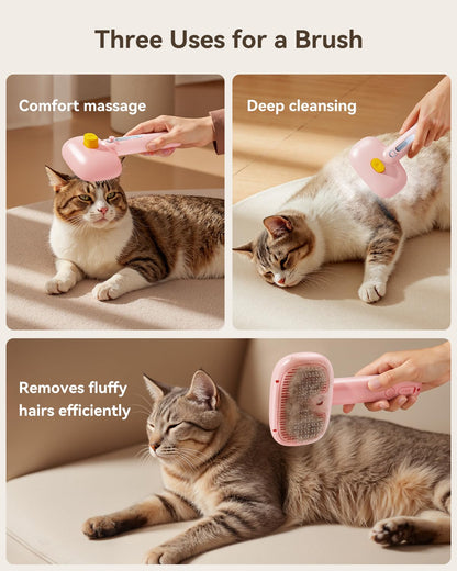 ROJECO 3-in-1 Pet Steam Brush for Cats&Dogs - Detangling Comb with Adjustable Mist, Handheld