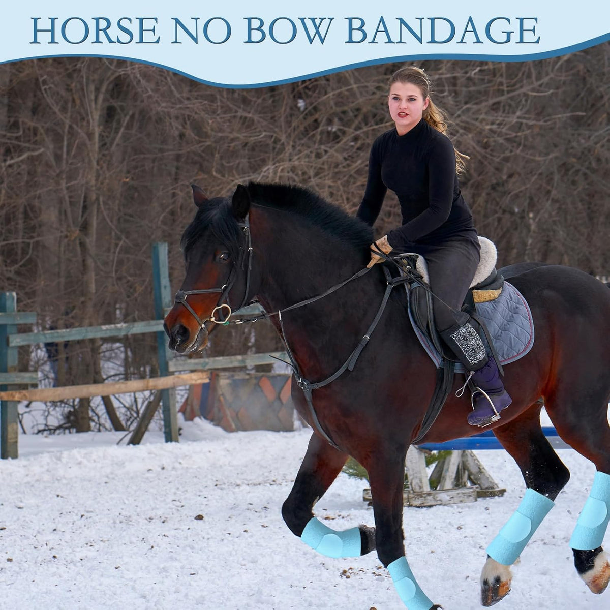 Set of 4 Horse No Bow Bandage 3D Contoured Standing Wrap Bandages Stable Nylon Horse Leg Wraps for