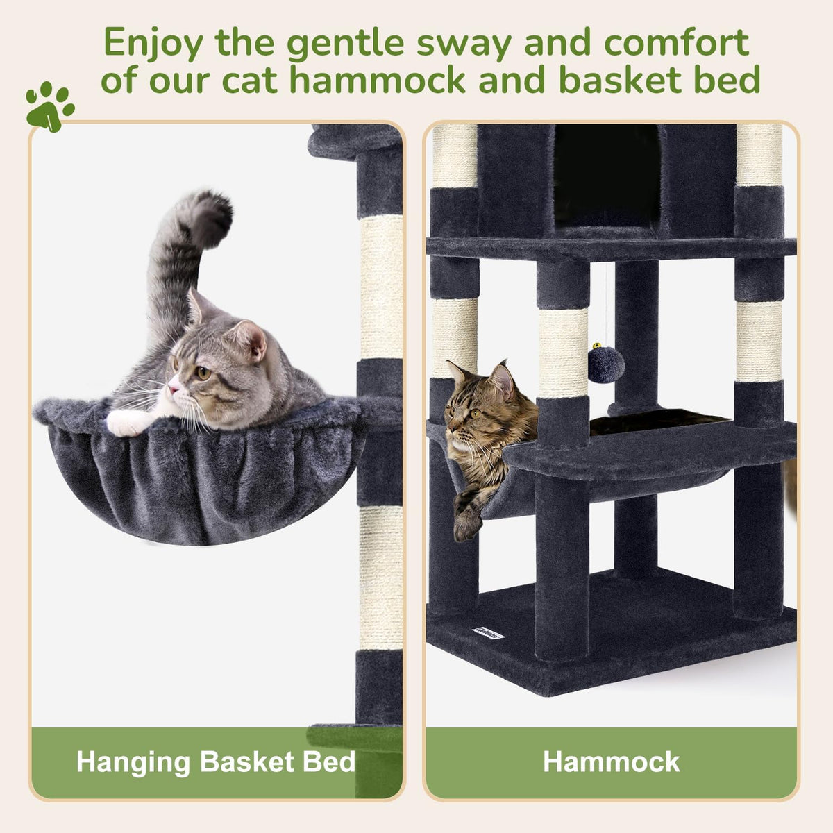 Globlazer Corner Cat Tree Tower for Indoor Cats, 51in Multi-Level Cat Condo Tower with Large