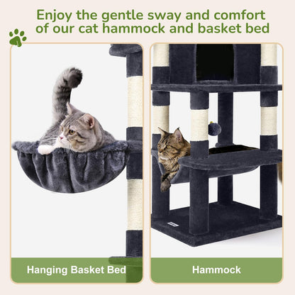 Globlazer Corner Cat Tree Tower for Indoor Cats, 51in Multi-Level Cat Condo Tower with Large