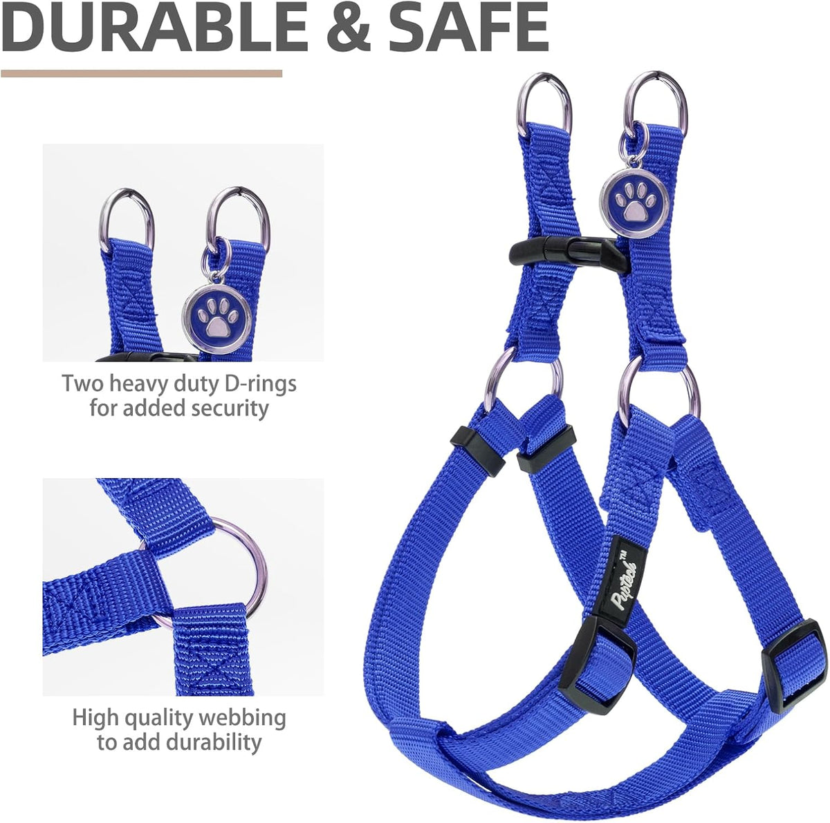 PUPTECK No Pull Dog Harness Soft Adjustable Basic Nylon Step in Puppy Vest Outdoor Walking with ID