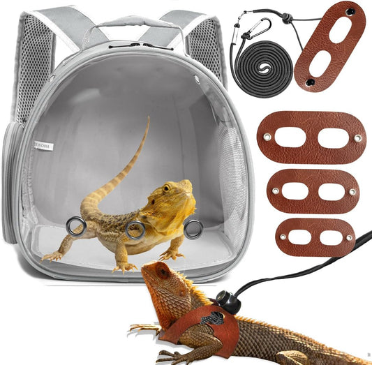 Bearded Dragon Travel Backpack with Harness and Leash Set,Lizard Backpack Travel Carrier,Space