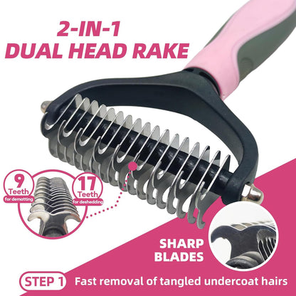 Pet Grooming Kit - 7 PCS Deshedding Brush Set with Slicker, Undercoat Rake, Bath Brush & Nail