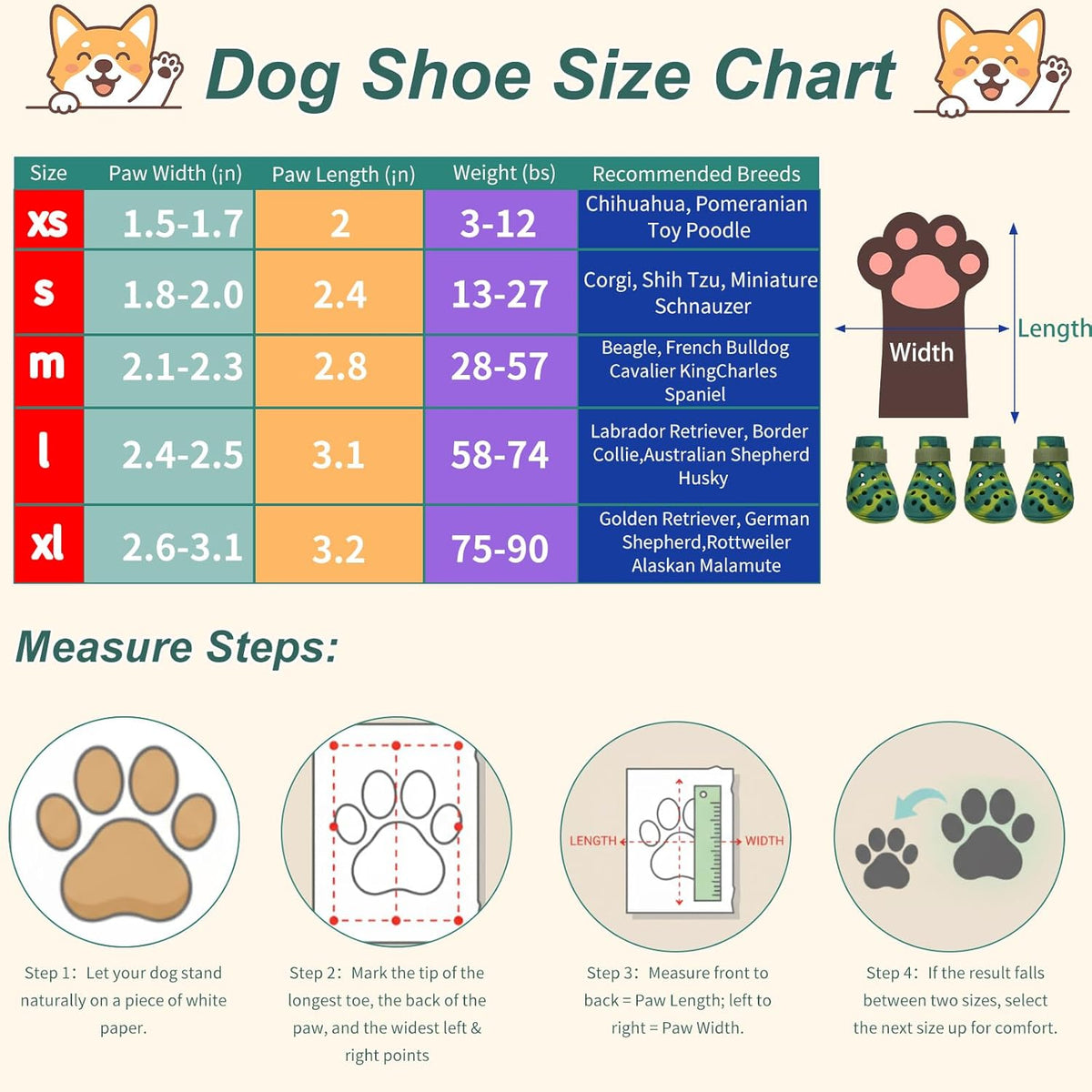 Dog Shoes for Hot Pavement and Snow, Silicone Dog Booties for Small Medium Large Dogs, Waterproof