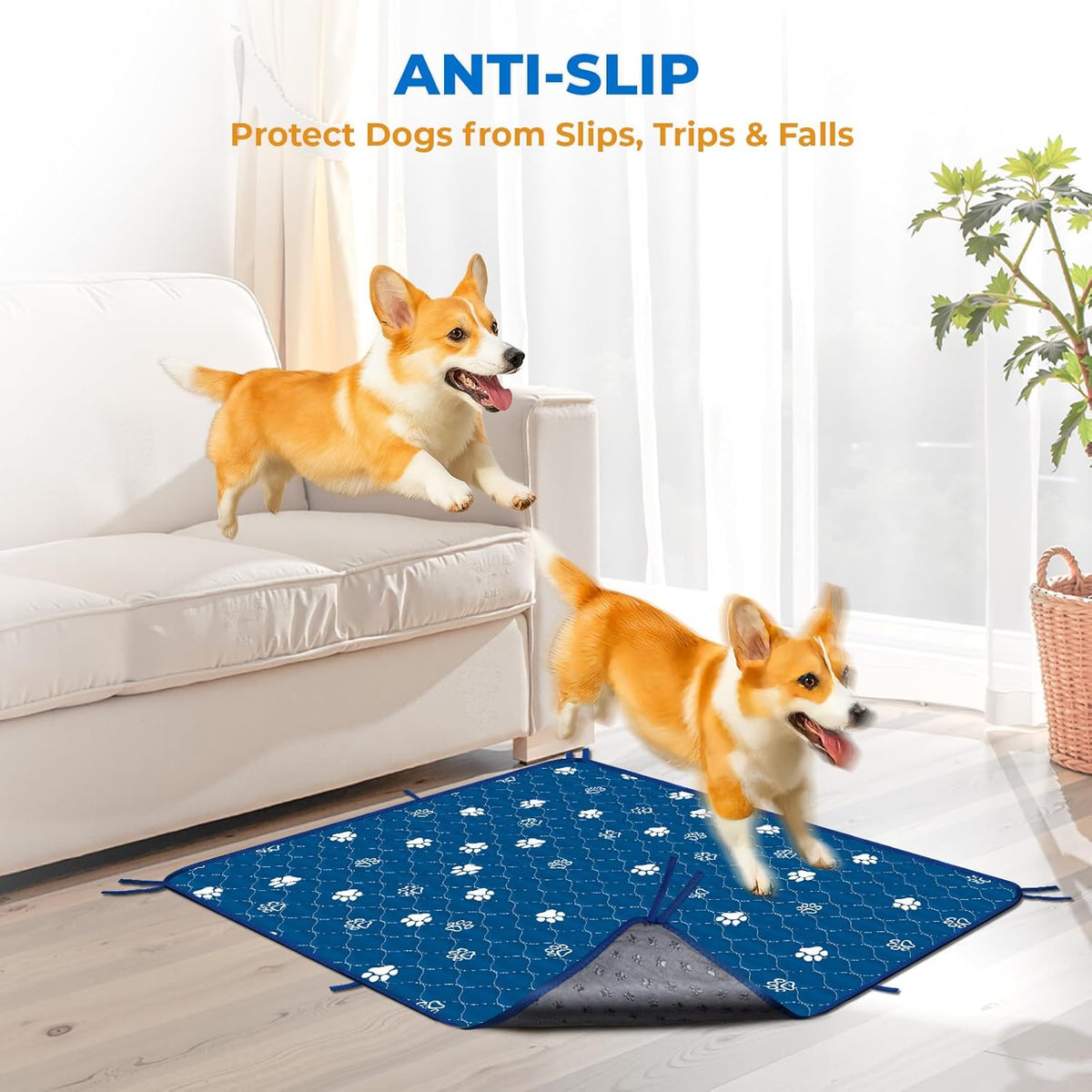 Fostanfly Washable Pee Pads for Dogs, 2 Pack Large 36"x48" Ultra-Absorbent and Leak-Proof Non-Slip