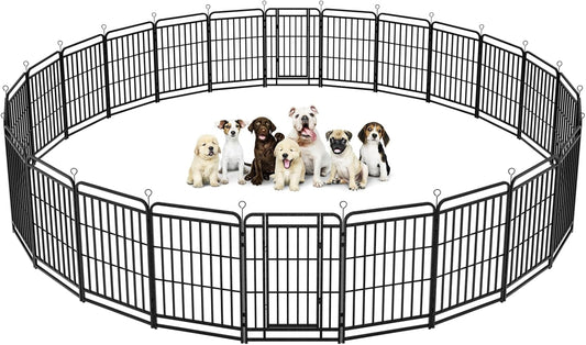 Dog Playpen Outdoor 24 Panels Heavy Duty Dog Fence 40" Height with Thick Pipe Anti-Rust with Doors