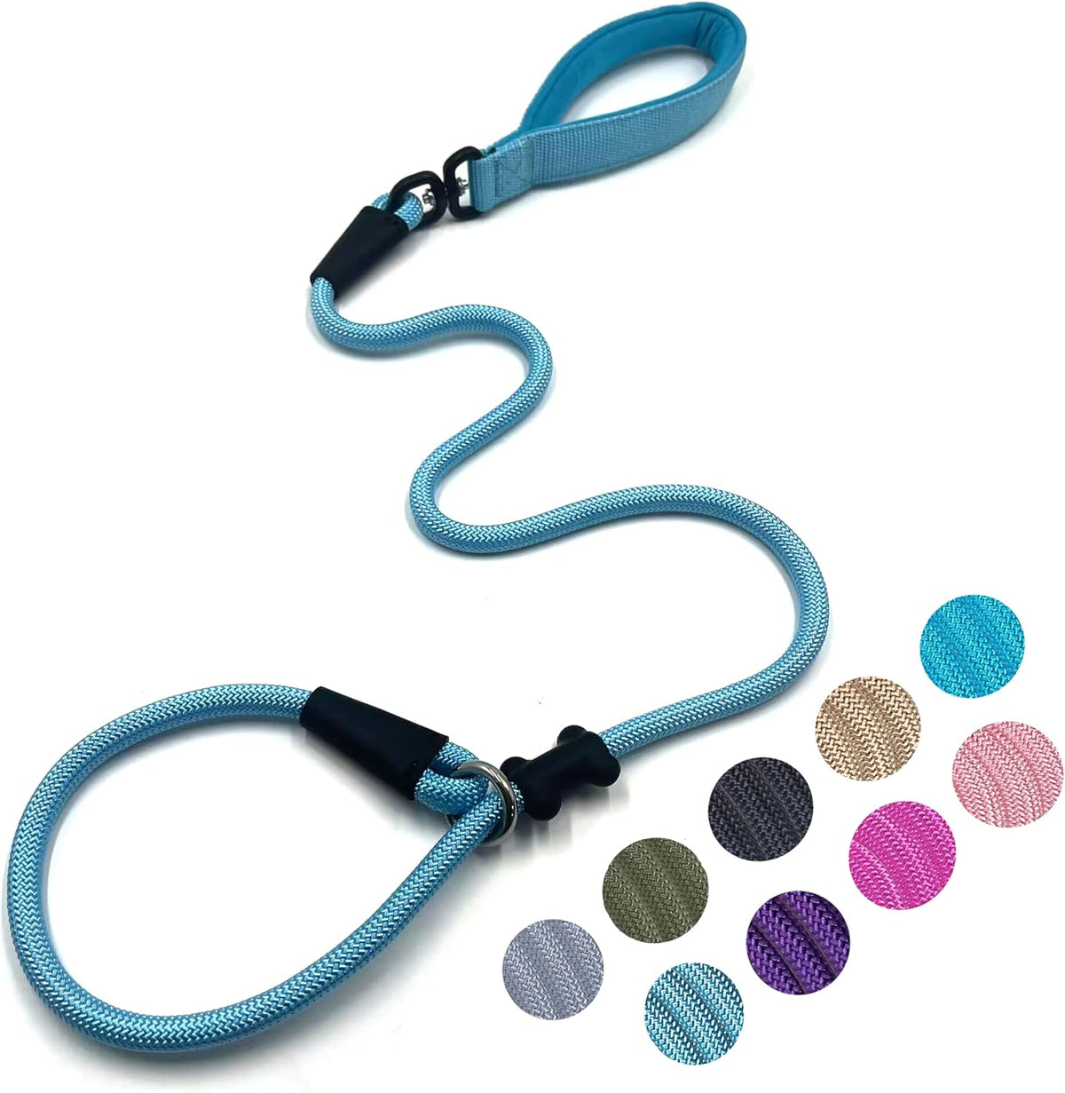 Slip Lead Dog Leash，Strong Nylon Rope Leash and Padded Handle,No Pull Outdoor Walking Training Lead
