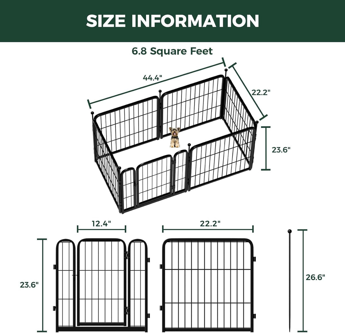 FXW Rollick Unleashed Dog Playpen for Indoor, Yard, RV Camping, 24 inch 6 Panels for Small and
