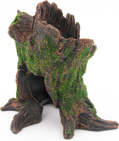 AQUA KT Aquarium Landscape Tree Stump Trunk Hollow Betta Cichlid Cave Rocks for Fish Hiding Tank