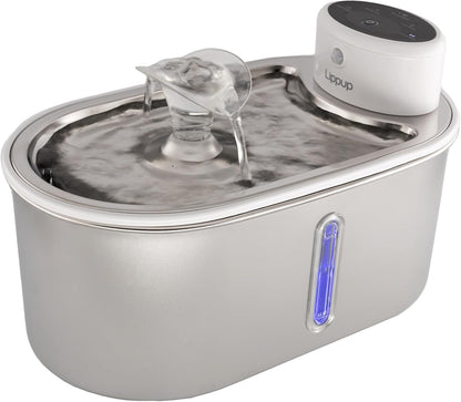 Wireless Cat Water Fountain Stainless Steel, 5200mAh Battery, Ultra Quiet, Automatic Pet Water