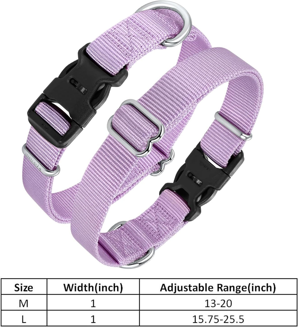 Mikivery Nylon Dog Collar with Quick Release Buckle Soft Adjustable Sturdy for Small Medium Large