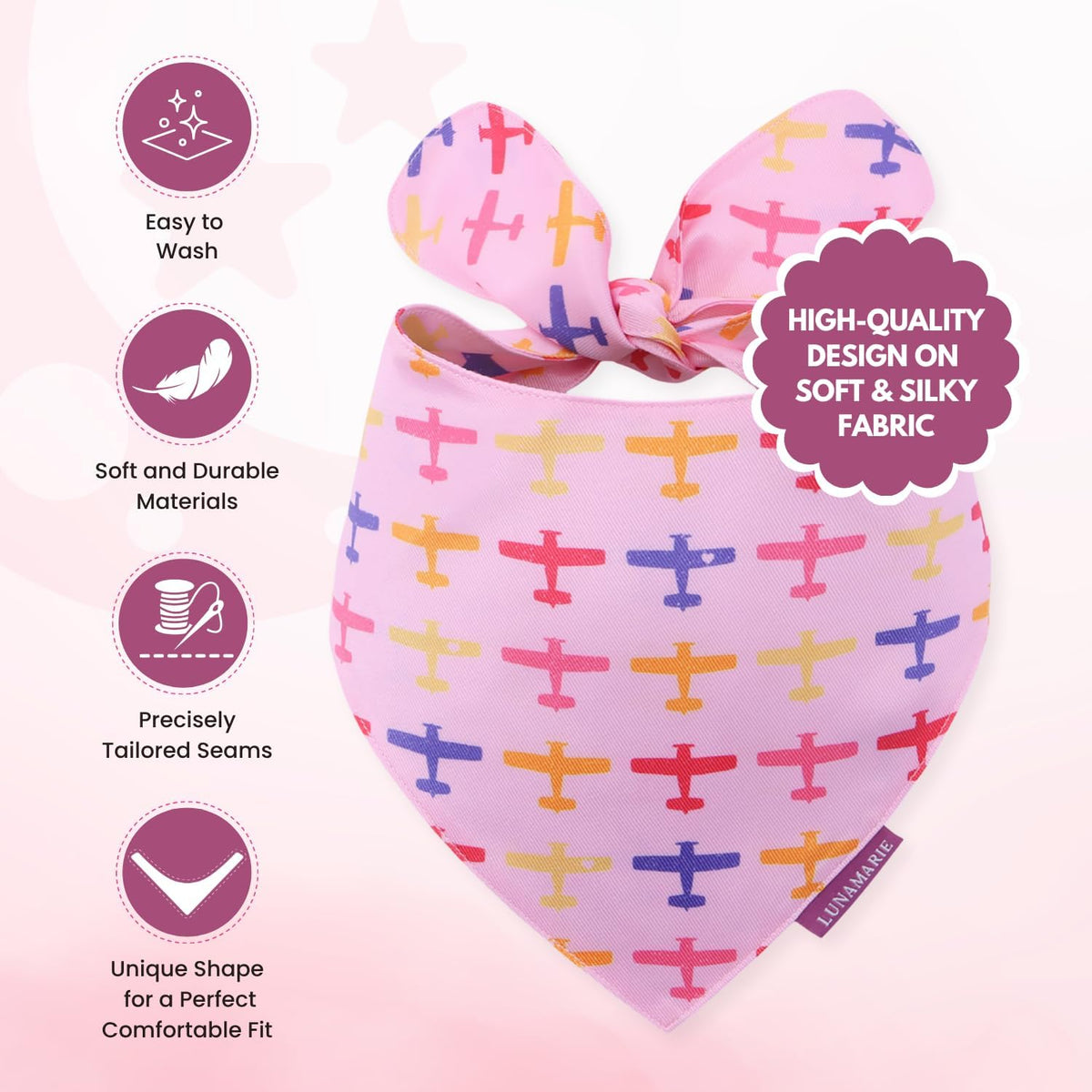LunaMarie - Luxury Pet Birthday Bandanas -Premium & Silky Poly Fabric | 100% Handmade | Custom