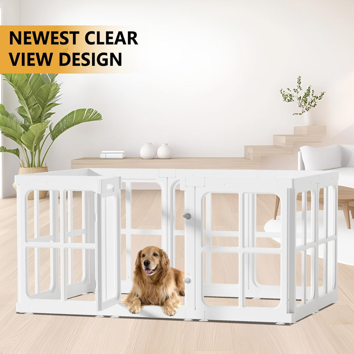 Clear Acrylic Dog Playpen with Door, for Puppy Cat Rabbit Transparent Pet Pen, Dog Playpen Indoor