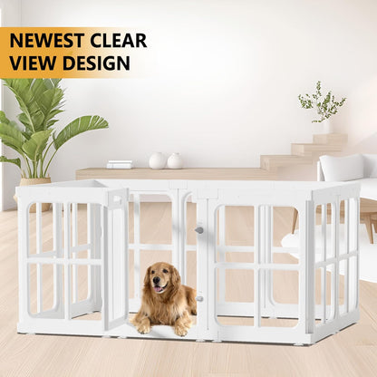 Clear Acrylic Dog Playpen with Door, for Puppy Cat Rabbit Transparent Pet Pen, Dog Playpen Indoor