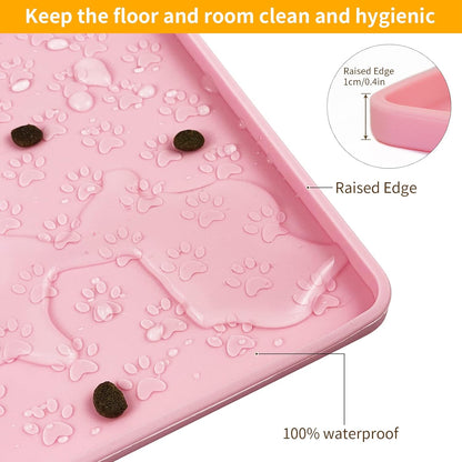 Ptlom Silicone Pet Placemat for Dog and Cat, Waterproof Anti-Slip Pet Feeding Bowl Mats for Food