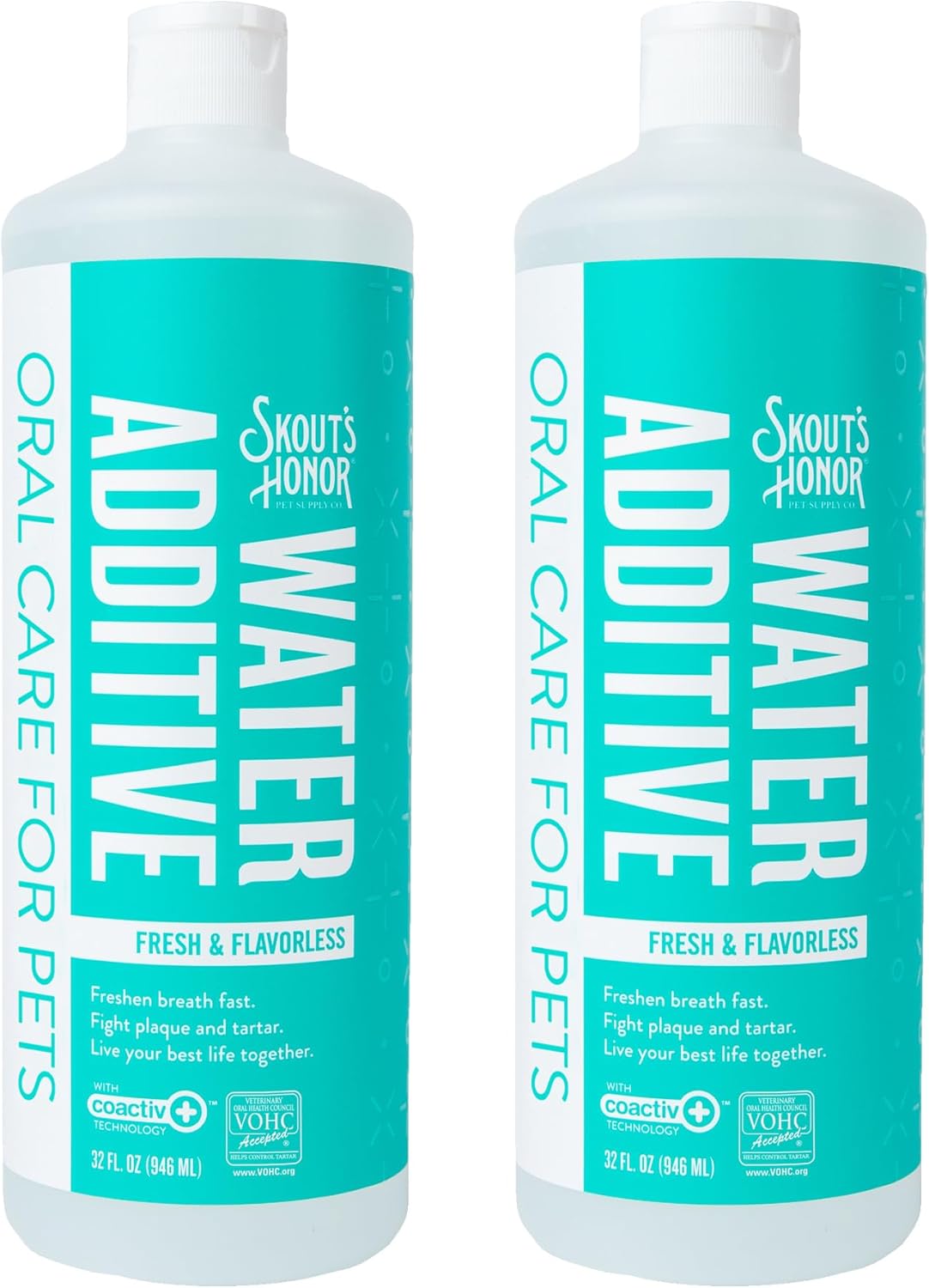 SKOUT'S HONOR Fresher Breath Water Additive for Pets - VOHC Accepted for Tartar Control, Freshens