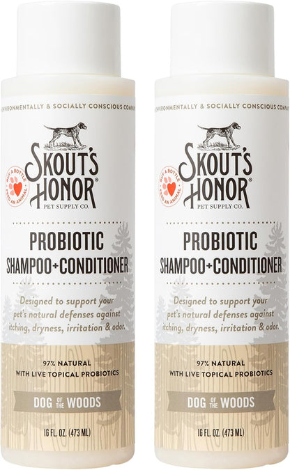 Skout's Honor Probiotic Pet Shampoo & Conditioner with Avocado Oil & Omega-3s, 97% Natural, Paraben