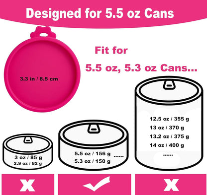 COMTIM Cat Food Can Covers Lids for 5.5 oz Cans, 2 Pack Silicone Cat Food Can Lids for 5.5 oz 5.3