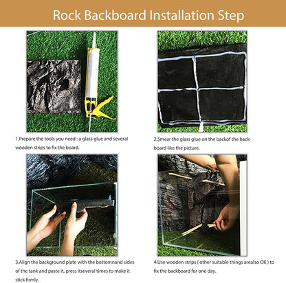 4pcs Rock Terrarium Background,3D Reptile Tank Background Board,Amphibian Stereo Backdrop