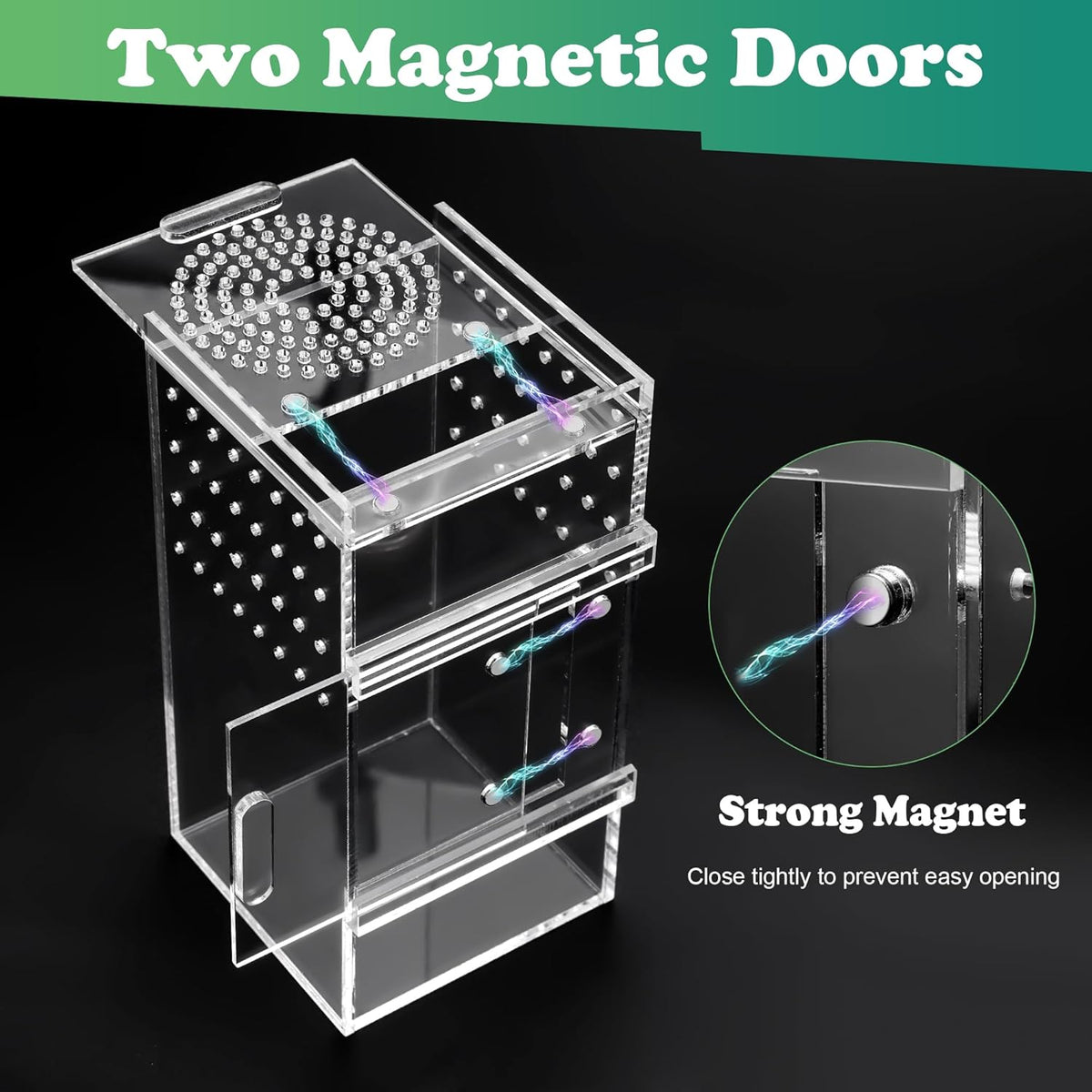 Jumping Spider Enclosure, 3x3x6 Inch Jumping Spider Habitat with Magnet Opening Door Jumping Spider