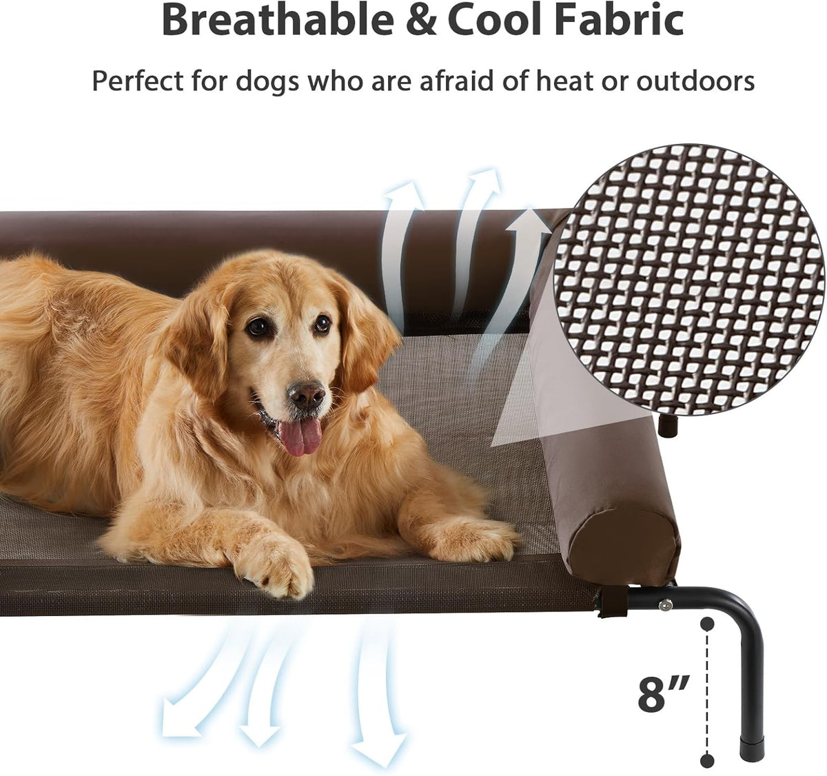 RRPETHOME Large Elevated Cooling Dog Bed, Raised Dog Cot Beds for Large Dogs, Elevated Outdoor Pet