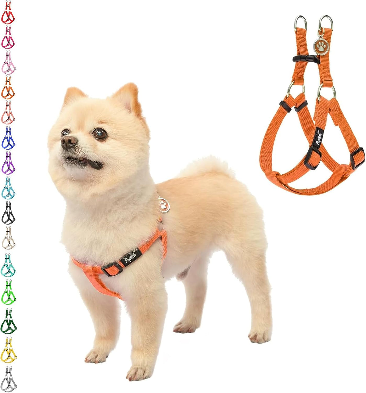 PUPTECK No Pull Dog Harness Soft Adjustable Basic Nylon Step in Puppy Vest Outdoor Walking with ID