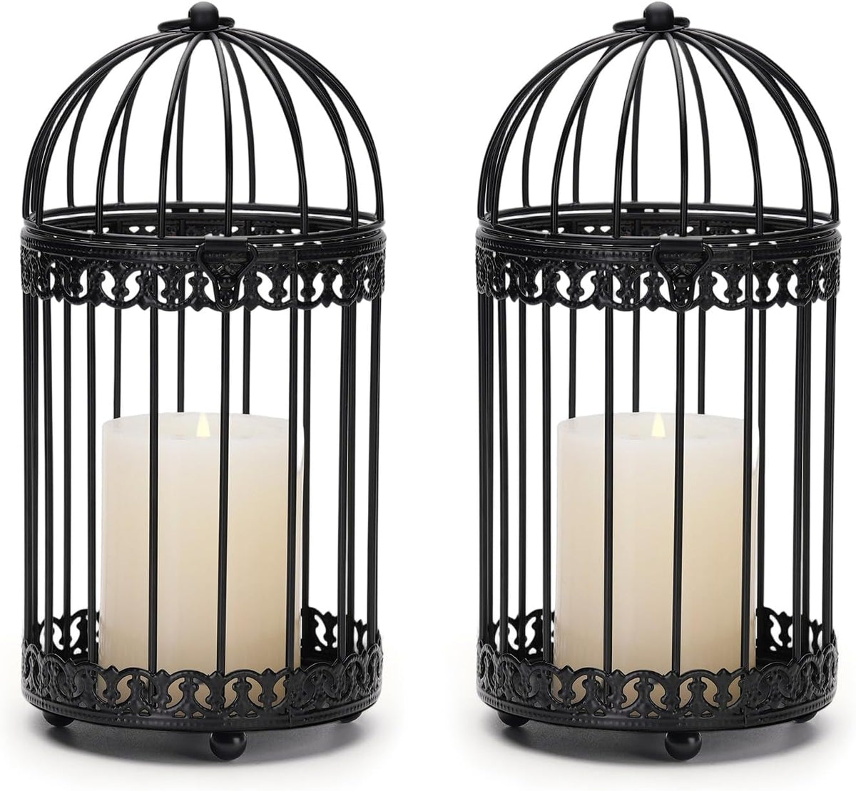 NUPTIO Black Decorative Bird Cage: Birdcage Hanging Lantern for Pillar Candles - Vintage Bird Cages